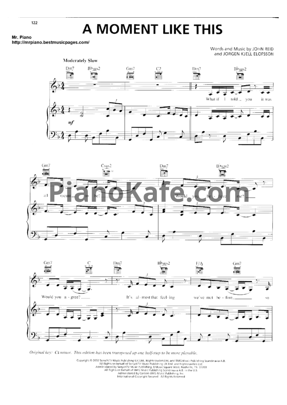 Ноты Leona Lewis - A moment like this - PianoKafe.com