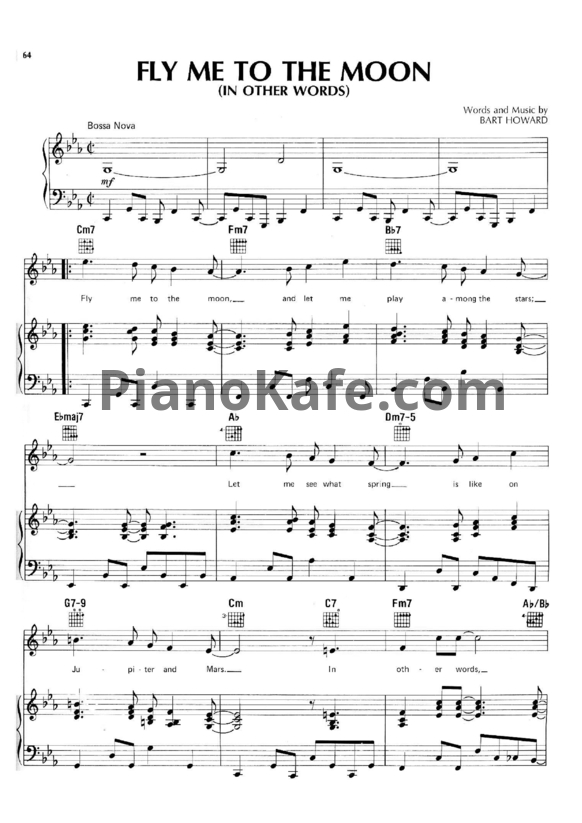Ноты Bart Howard - Fly me to the moon - PianoKafe.com