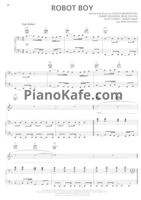 Ноты Linkin Park - Robot boy - PianoKafe.com