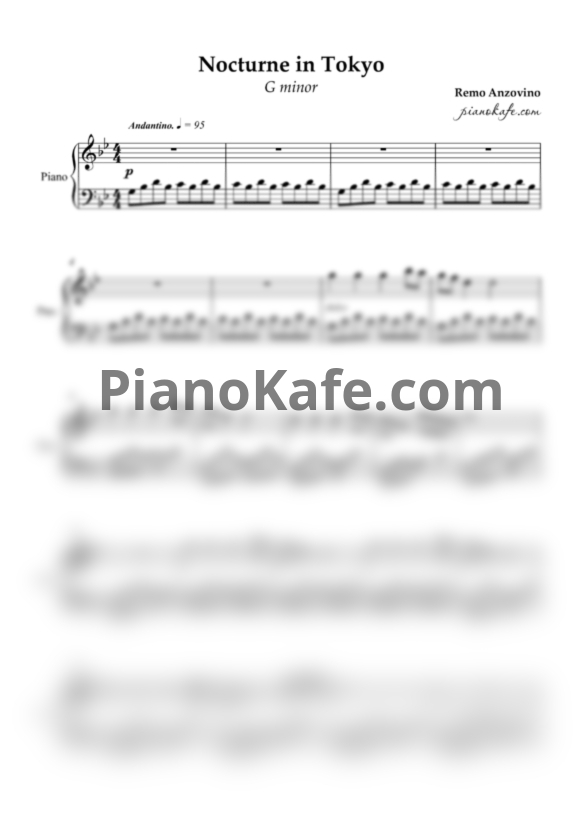 Ноты Remo Anzovino - Nocturne in Tokyo (G minor) - PianoKafe.com