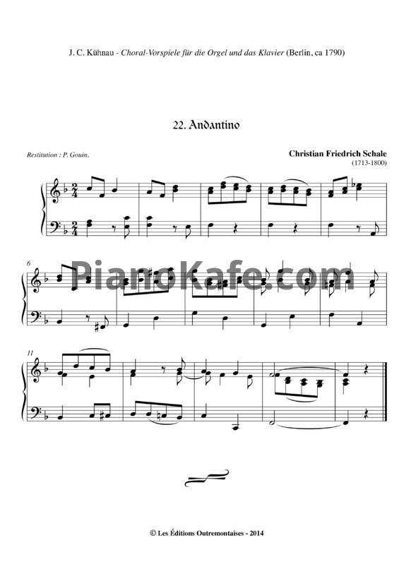 Ноты Кристиан Фридрих Шале - Андантино фа мажор - PianoKafe.com