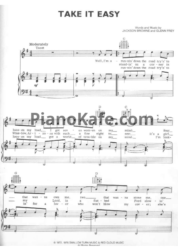 Ноты The Eagles - Take it easy - PianoKafe.com