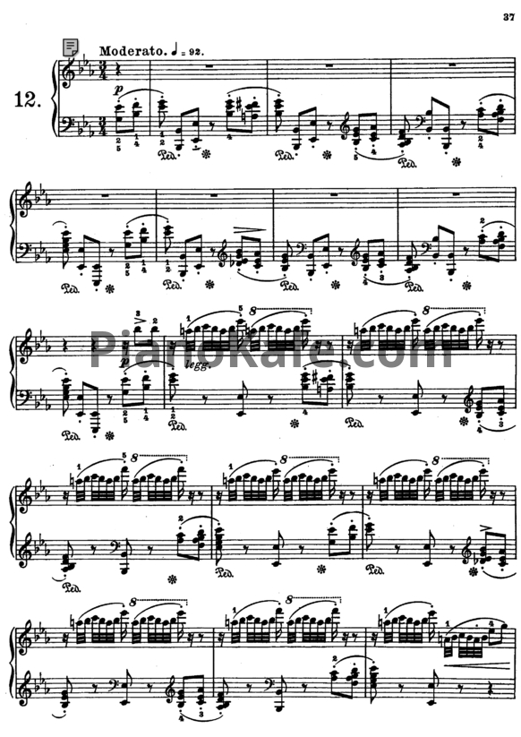 Ноты Фридрих Бургмюллер - Этюд №12 - PianoKafe.com
