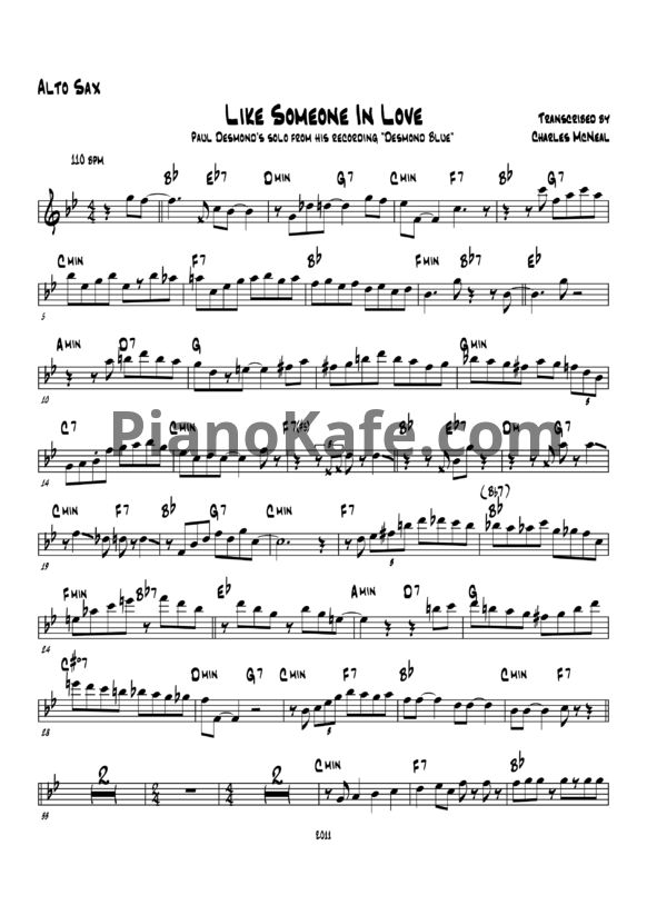 Ноты Paul Desmond - Like someone in love - PianoKafe.com