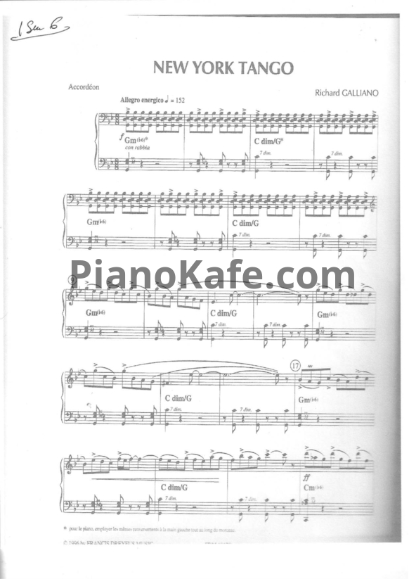 Ноты Richard Galliano - New York tango - PianoKafe.com