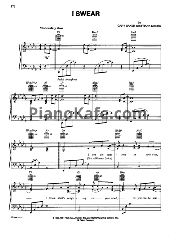 Ноты John Michael Montgomery - I swear - PianoKafe.com