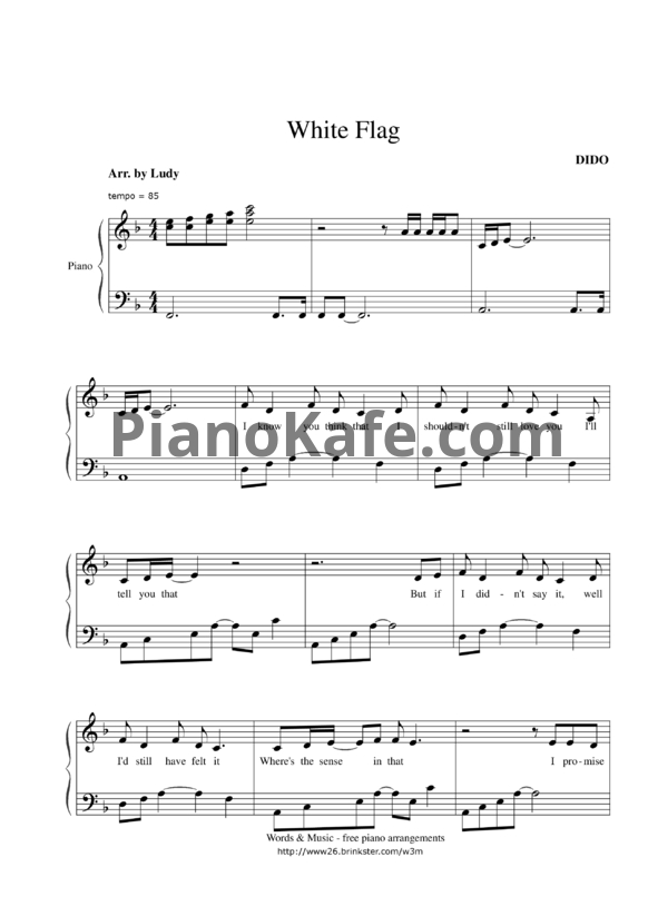 Ноты Dido - White flag - PianoKafe.com