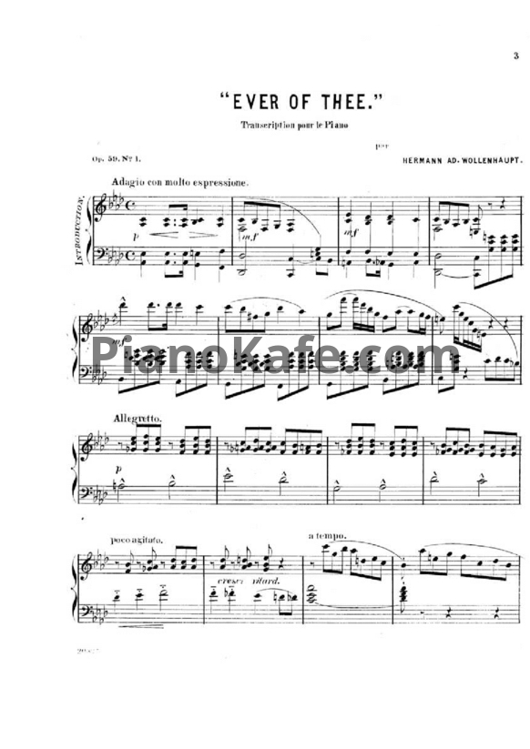 Ноты Герман Волленгаупт - Ever of thee (Соч. 59, №1) - PianoKafe.com