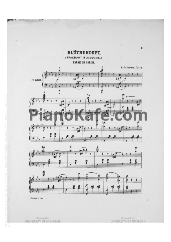 Ноты Л. Гоббартс - Ароматные цветы. Вальс для фортепиано (Op. 72) - PianoKafe.com
