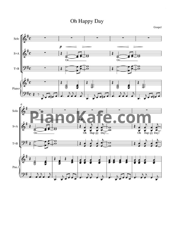 Ноты Edwin Hawkins - Oh happy day - PianoKafe.com
