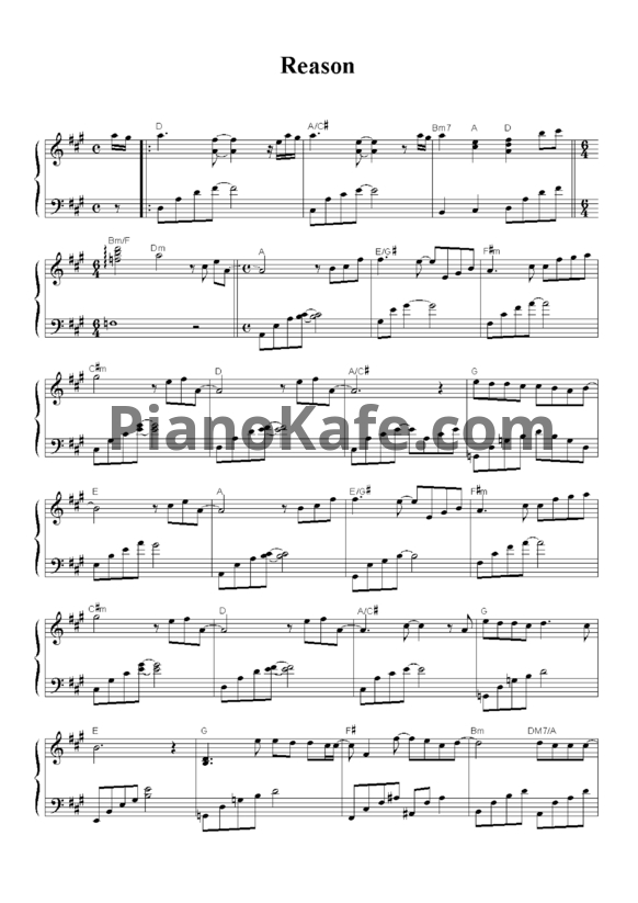 Ноты Yiruma - Reason - PianoKafe.com