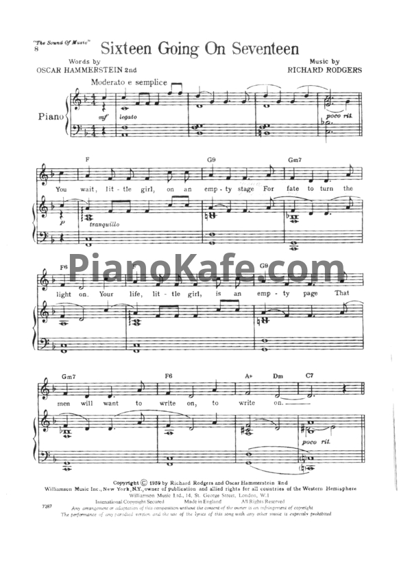 Ноты Richard Rodgers - Sixteen going on seventee - PianoKafe.com