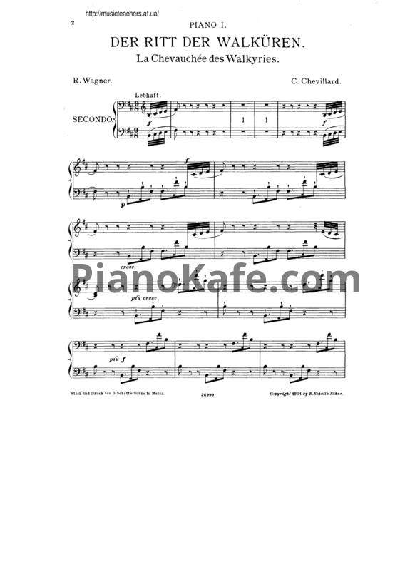 Ноты Рихард Вагнер - Полет валькирий (для 2 фортепиано в 8 рук) - PianoKafe.com