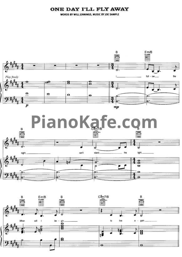 Ноты Joe Sample - One day I'll fly away - PianoKafe.com