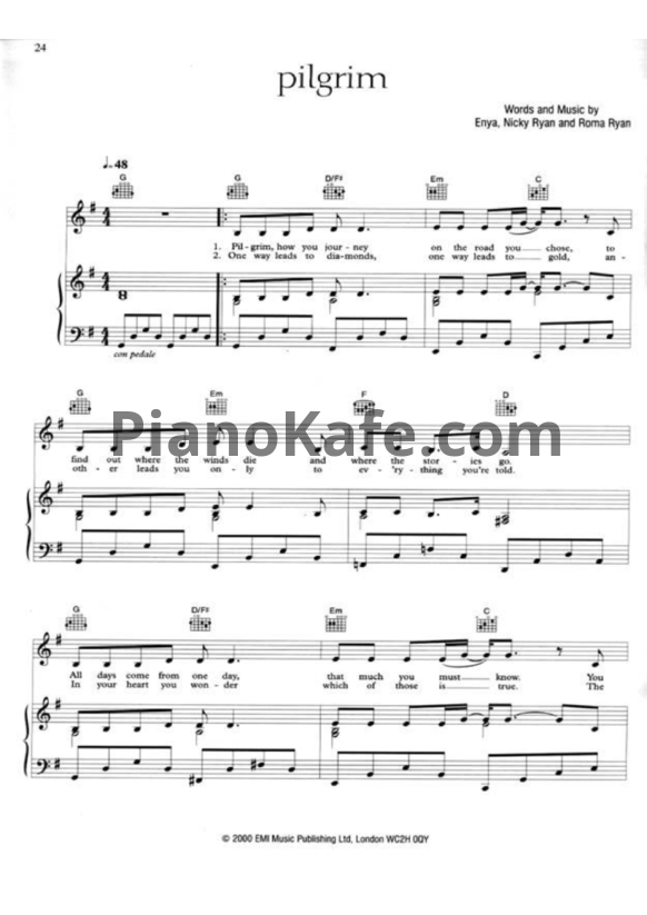 Ноты Enya - Pilgrim - PianoKafe.com