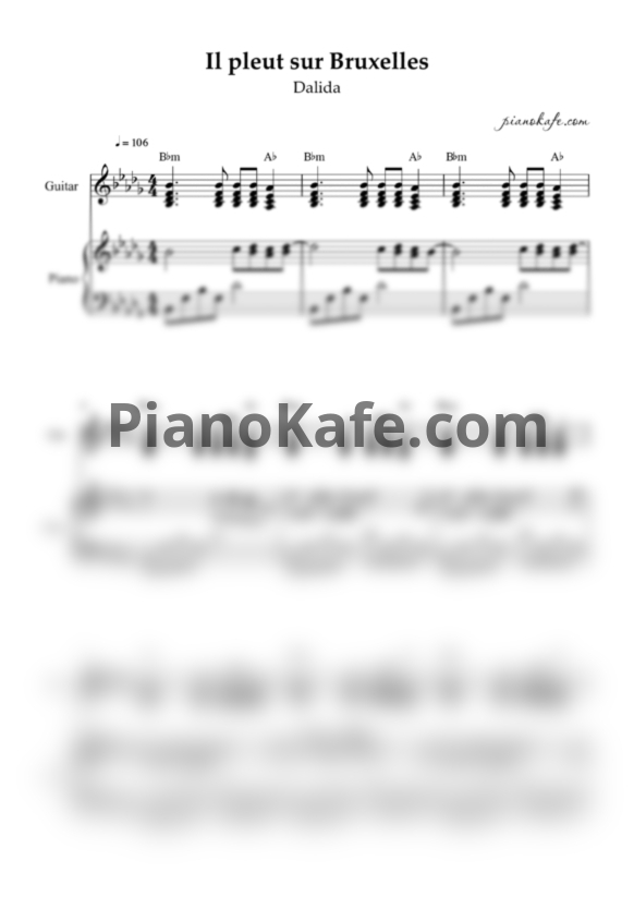 Ноты Dalida - Il pleut sur Bruxelles - PianoKafe.com