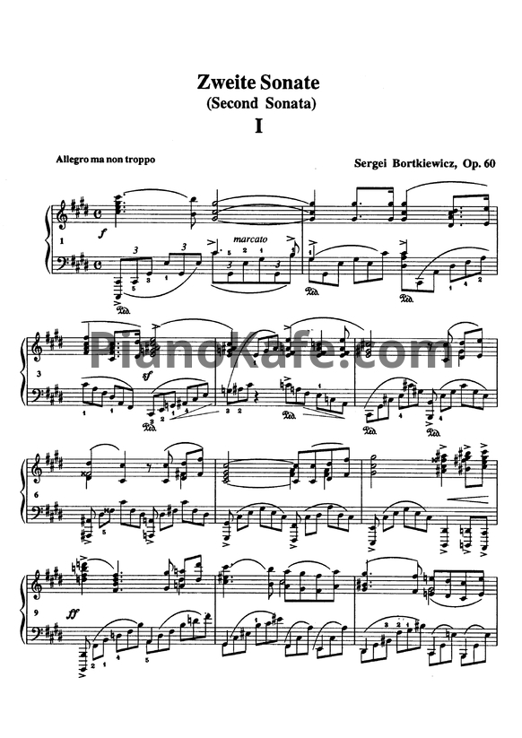 Ноты С. Борткевич - Вторая соната (Op. 60) - PianoKafe.com