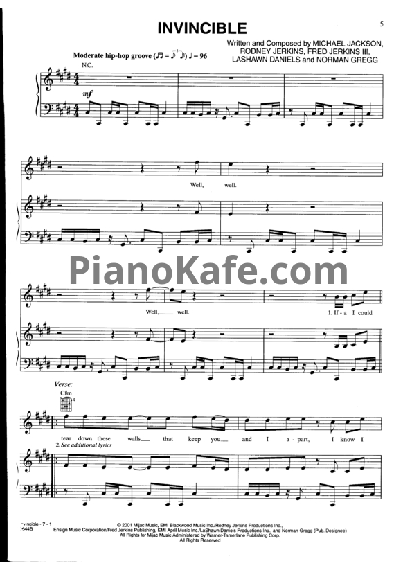 Ноты Michael Jackson - Invincible - PianoKafe.com