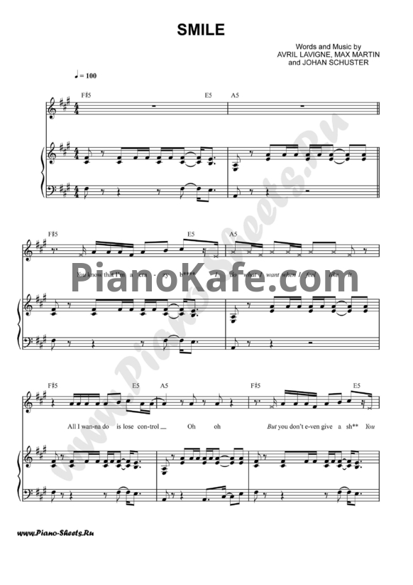 Ноты Avril Lavigne - Smile - PianoKafe.com