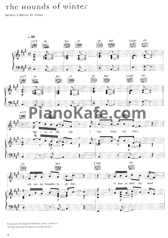 Ноты Sting - Mercury falling (Книга нот) - PianoKafe.com