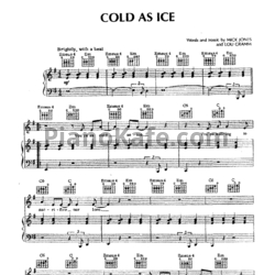 Ноты Foreigner - Cold as Ice (PVG) - предпросмотр