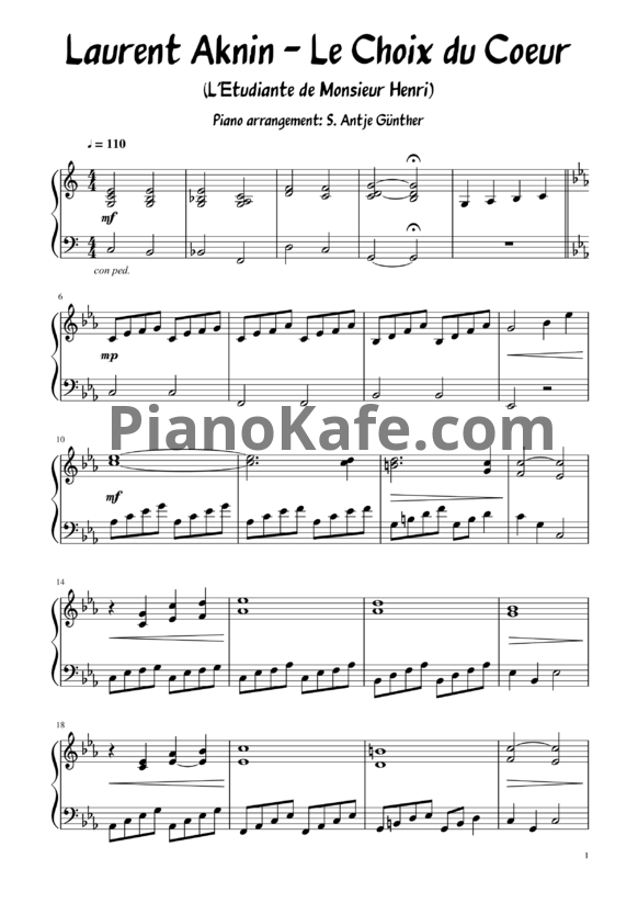 Ноты Laurent Aknin - Le choix du Coeur - PianoKafe.com