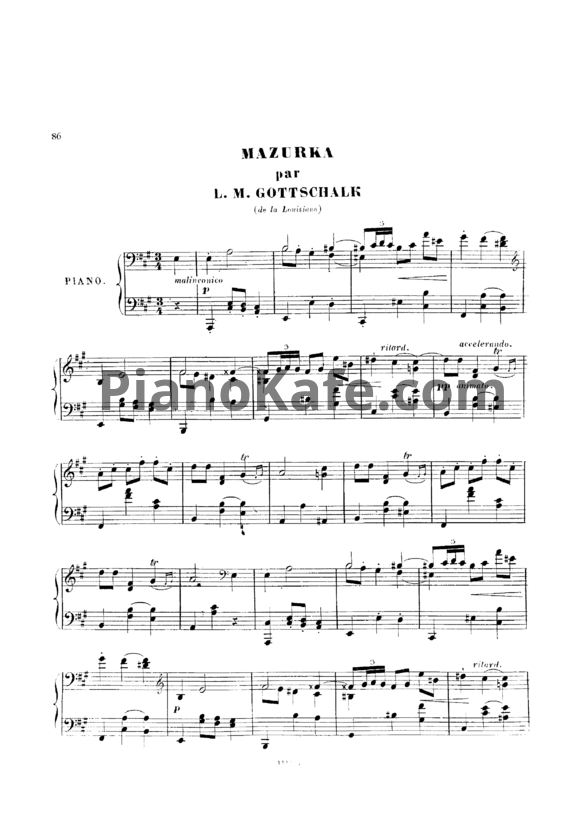Ноты Луи Моро Готшалк - Colliers d'Or (Op. 6) - PianoKafe.com
