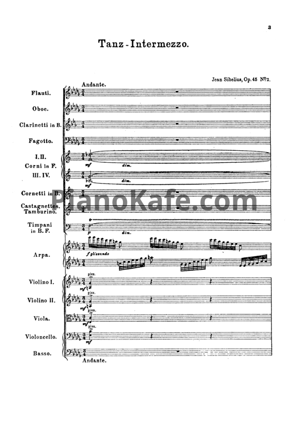 Ноты Ян Сибелиус - Танец-интермеццо (Op. 45, №2, партитура) - PianoKafe.com