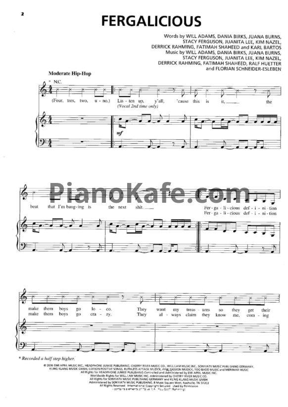 Ноты Fergie - The dutchess (Книга нот) - PianoKafe.com