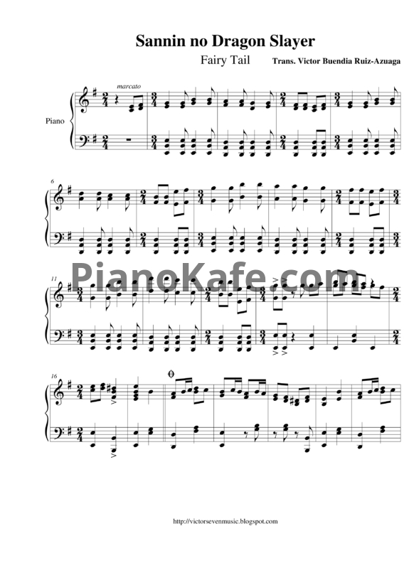 Ноты Yasuharu Takanashi - Sannin no Dragon Slayer - PianoKafe.com