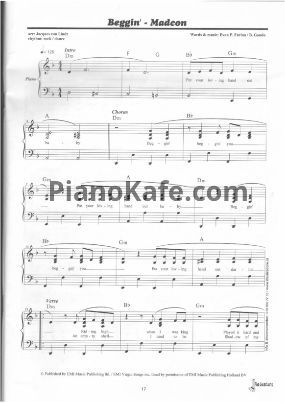 Ноты JukeBox Trio - Beggin' - PianoKafe.com