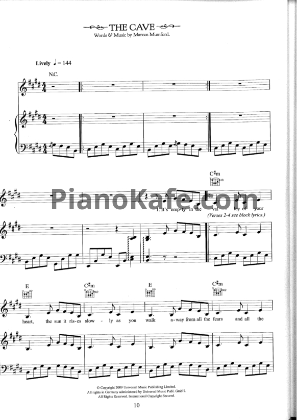 Ноты Mumford & Sons - The cave - PianoKafe.com