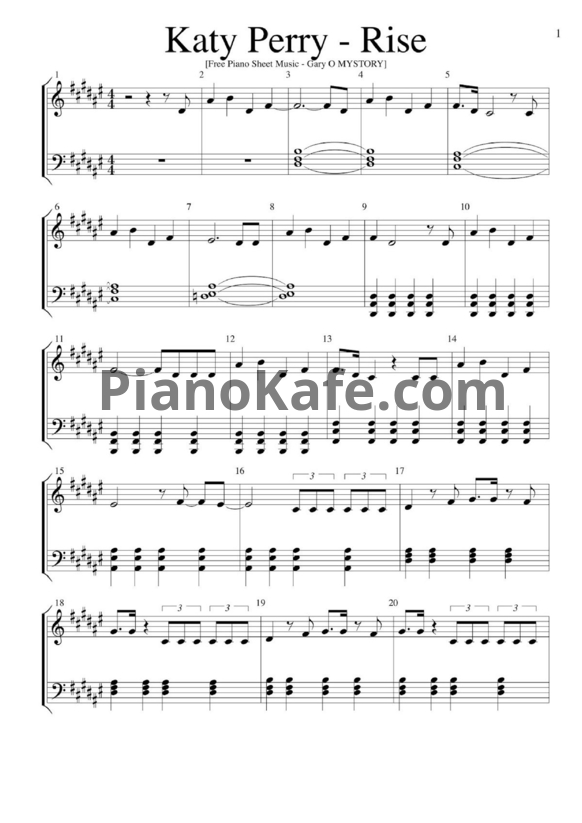 Ноты Katy Perry - Rise - PianoKafe.com