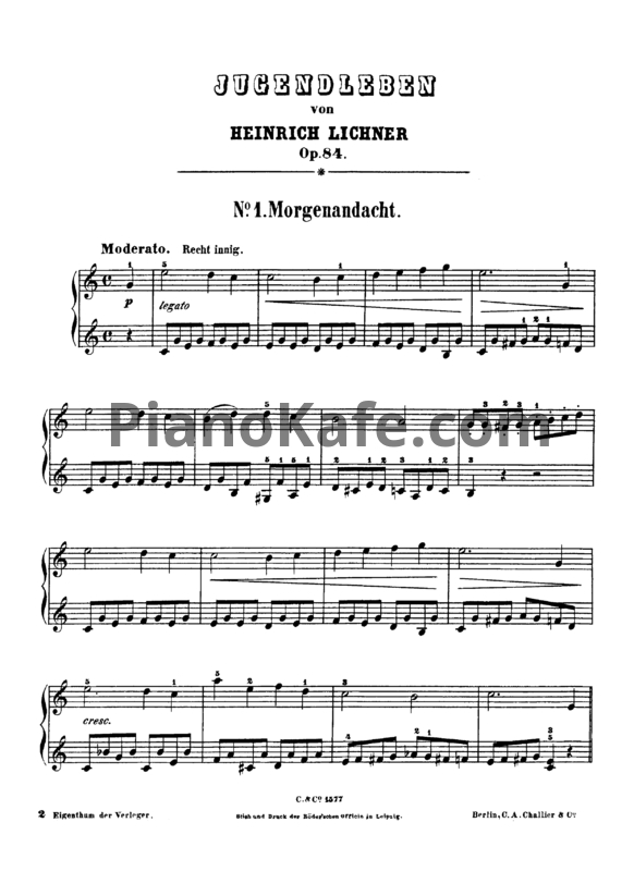 Ноты Генрих Лихнер - Jugendleben (Op. 84) - PianoKafe.com