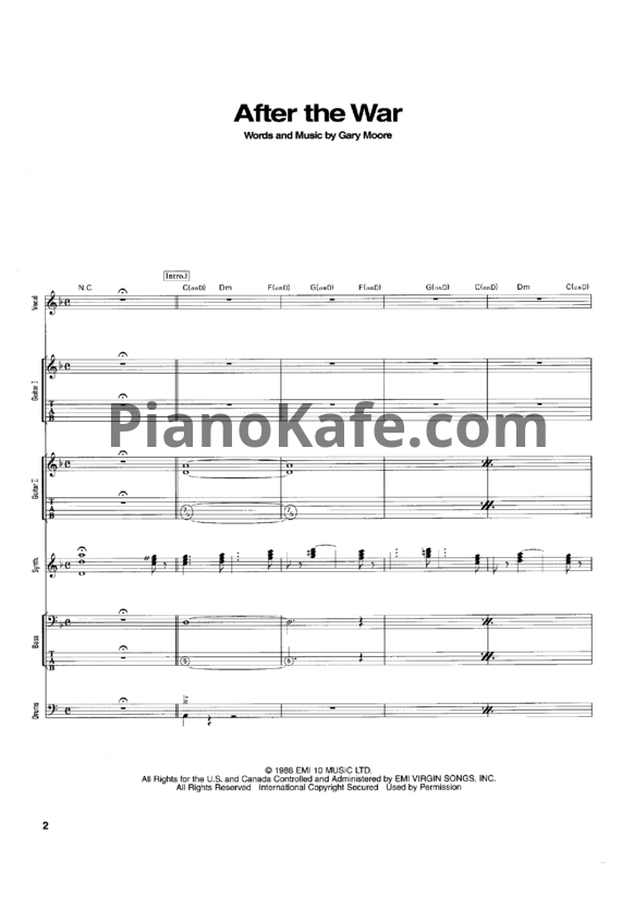 Ноты Gary Moore - After the war (Партитура) - PianoKafe.com