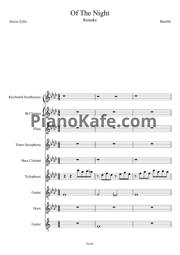 Ноты Bastille - Of the night - PianoKafe.com