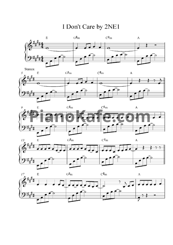 Ноты 2NE1 - I don't care - PianoKafe.com