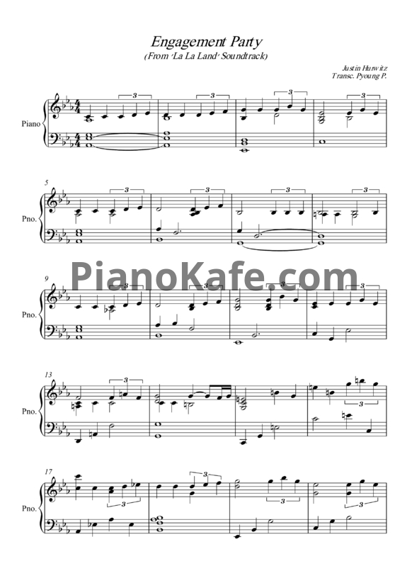 Ноты Justin Hurwitz - Engagement party - PianoKafe.com