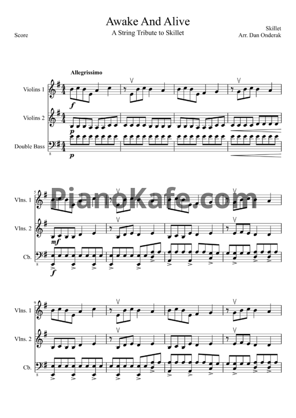 Ноты Skillet - Awake and alive - PianoKafe.com