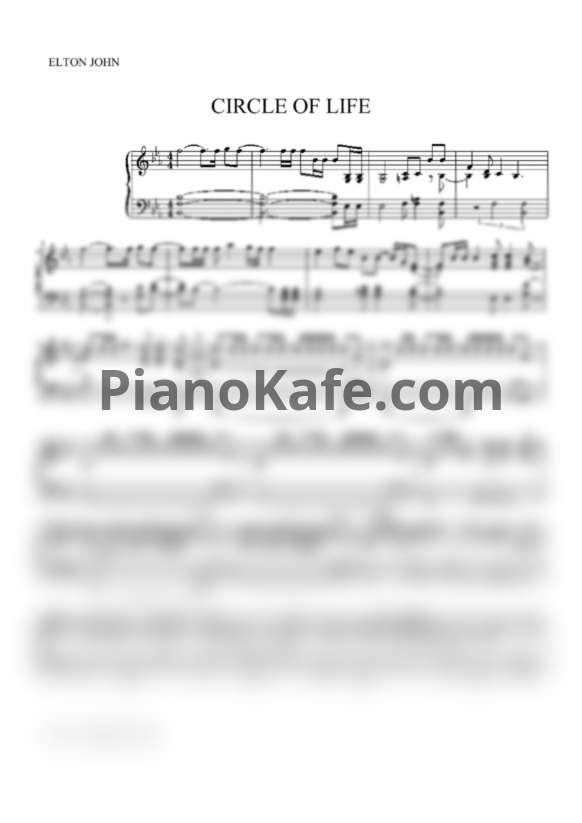 Ноты Elton John - Circle of life (Версия 2) - PianoKafe.com