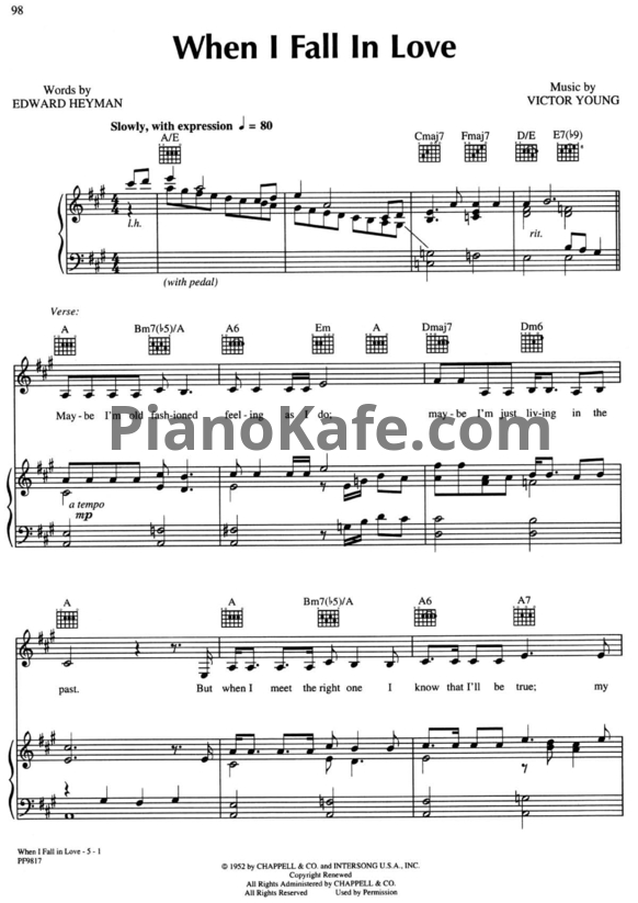 Ноты The Carpenters - When I fall in love - PianoKafe.com