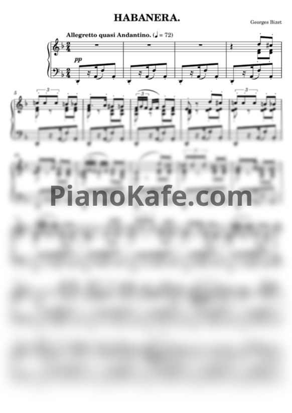 Ноты Жорж Бизе - Habanera (Фортепианное соло) - PianoKafe.com