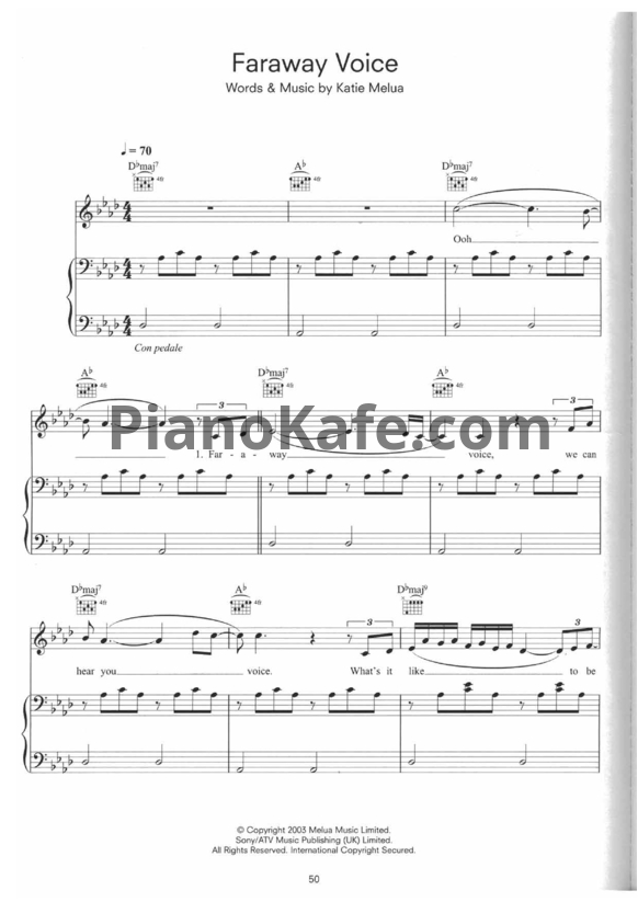Ноты Katie Melua - Faraway voice - PianoKafe.com