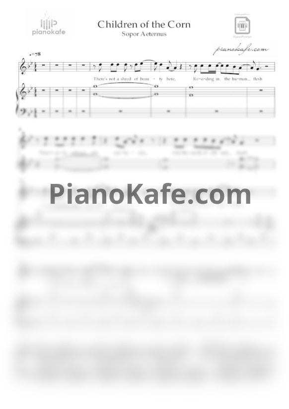 Ноты Sopor Aeternus & The Ensemble of Shadows - Children of the corn - PianoKafe.com