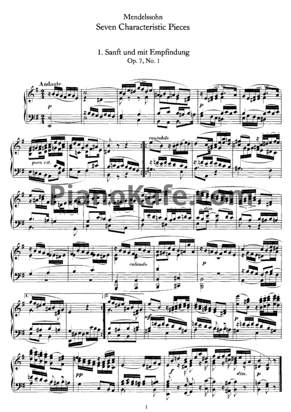 Ноты Феликс Мендельсон - 7 характерных пьес (Op. 7) - PianoKafe.com