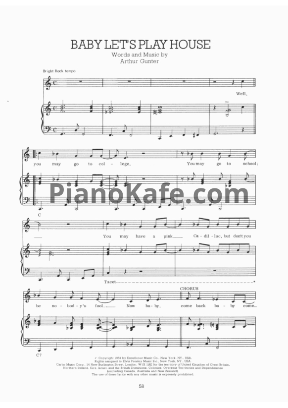 Ноты Elvis Presley - Baby let's play house - PianoKafe.com