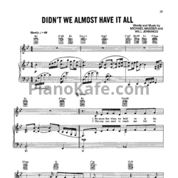 Ноты Whitney Houston - Didn't we almost have it all - предпросмотр