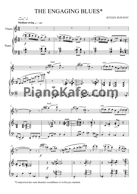 Ноты Ievgen Suiunov - Diptych for Flauto and Piano in blue - PianoKafe.com
