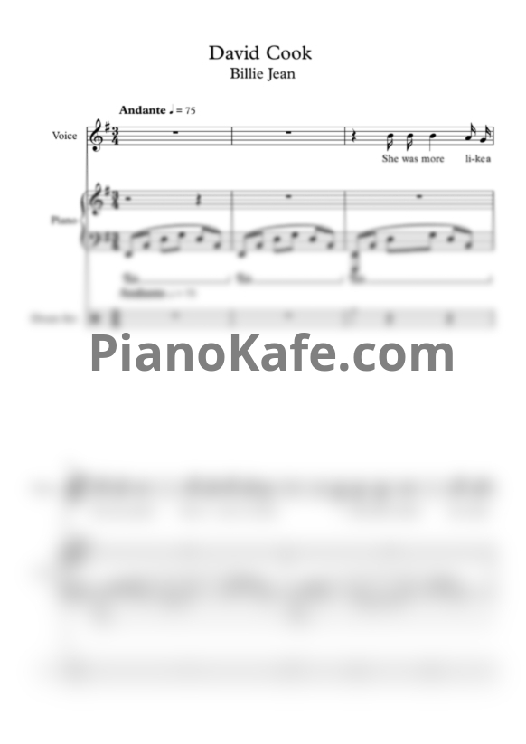 Ноты David Cook - Billie Jean - PianoKafe.com