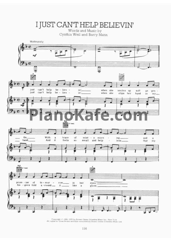 Ноты Elvis Presley - I just can't help believin' - PianoKafe.com